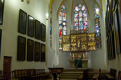 Der Chor probte im Innenraum der beeindruckenden Thomaskirche, in der J.S. Bach begraben liegt (Foto: Wikimedia CC)