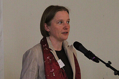 Pfarrerin Frauke Laaser informierte die Synodalen über die Pläne für die Reformationssynode 2017, die in Mönchengladbach-Rheydt stattfinden wird.