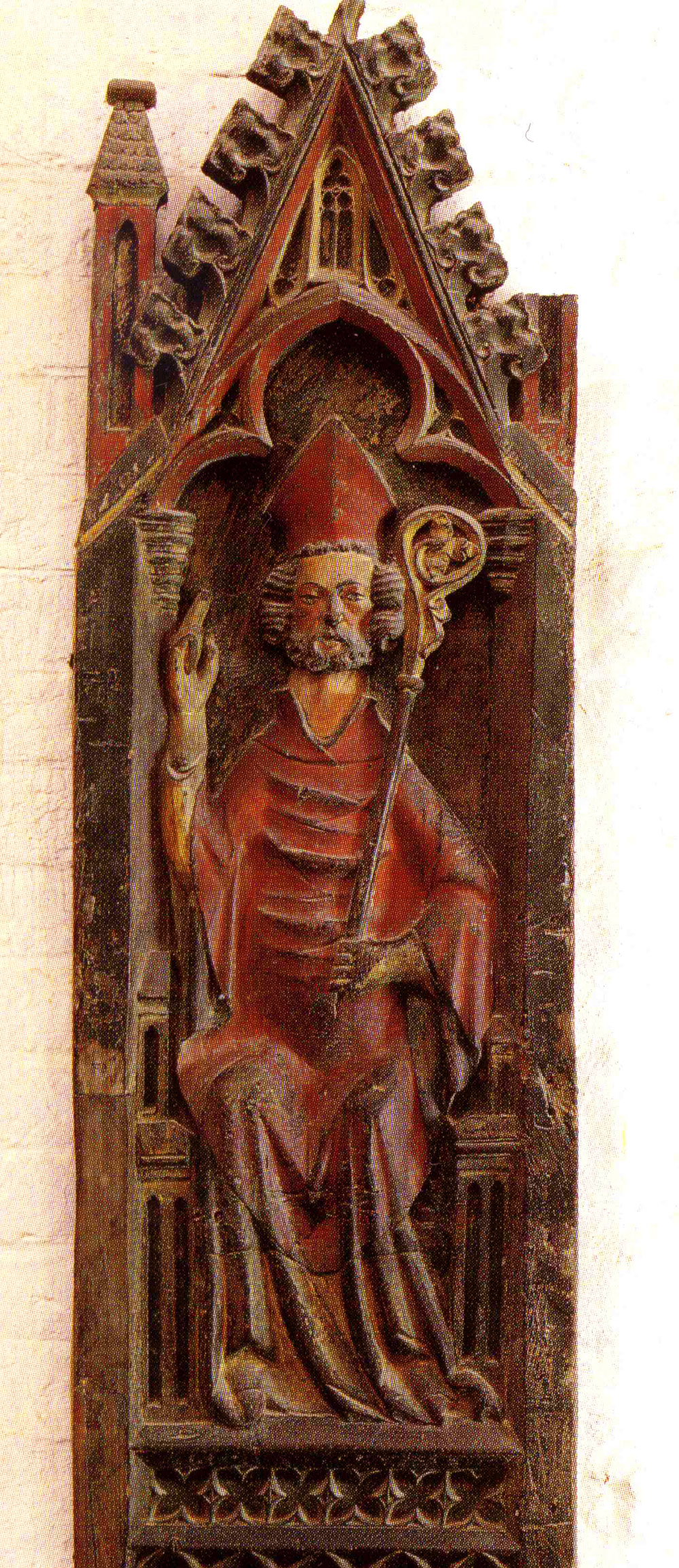 Im Mittelalter stellten sich die Menschen den Heiligen Nikolaus so vor, wie ihn dieses Wandbild in der Nicolaikirche in Wismar zeigt. (Foto: Ulrich Holste-Helmer)