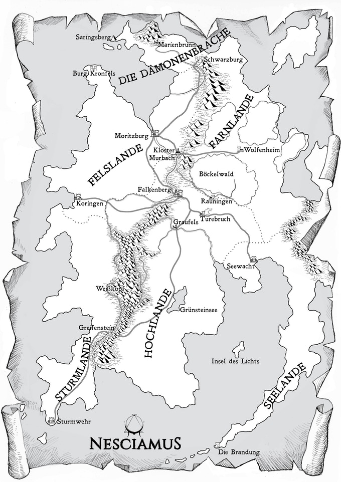 In der Nesciamus-Welt kann man sich an einer Landkarte orientieren (Grafik: Dragon Legion)