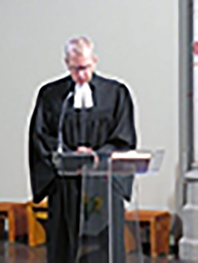 Pfarrer Jens-Peter Bentzin, Scriba des Kirchenkreises Aachen, hielt ebenfalls eine Predigt.